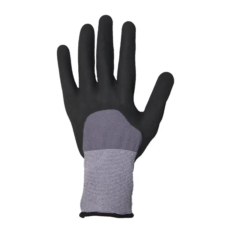 Polyester and Spandex Yarn 3/4 Coated Non-slip Latex Worker Gloves Safety Construction Reusable Gloves