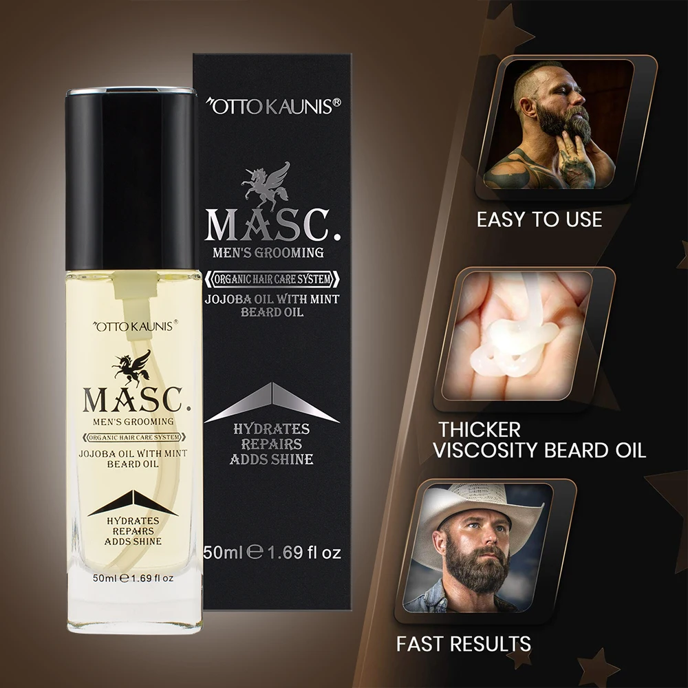 Beauty Care Pure Organic Jojoba Oil& Mint with Natural Ingredients Growing Product Best Beard Oil for Men