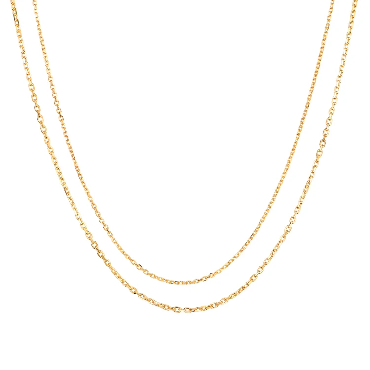 
14K Solid Gold jewelry real yellow pure gold cross diamond cut chain necklace for woman 
