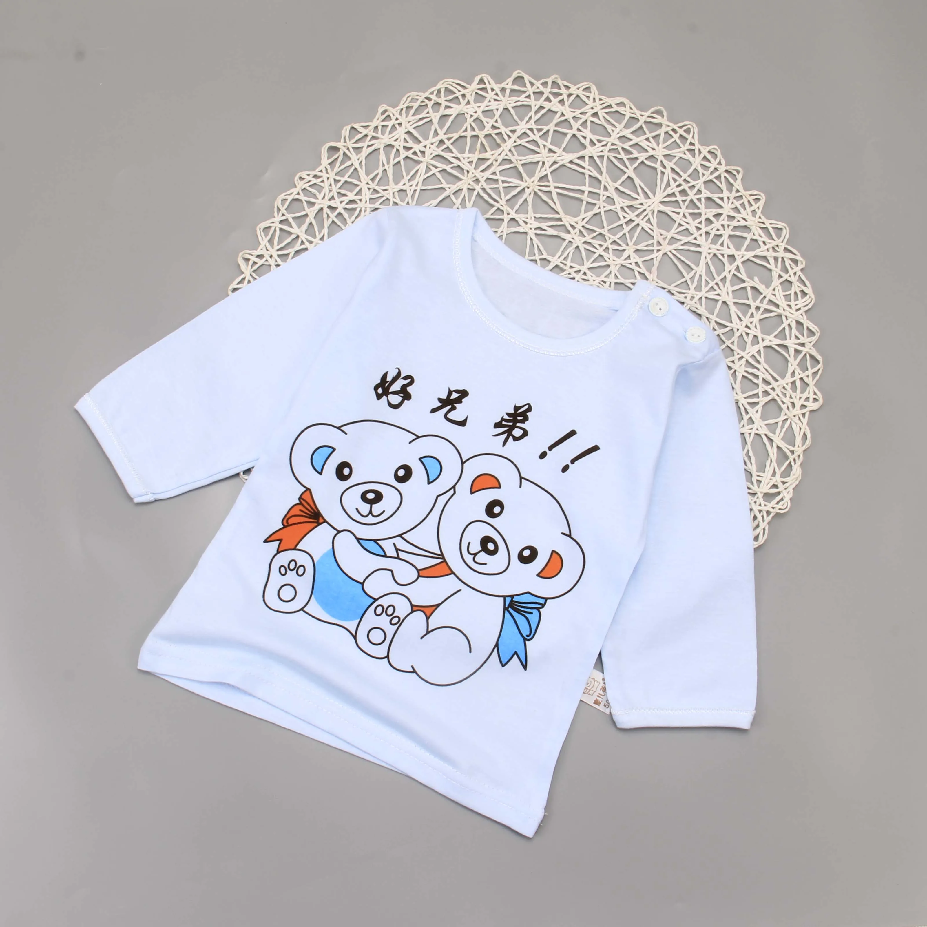 
Hot spring and summer 2020 o-neck boys and girls T-shirt 100% cotton 0-3-year-old baby clothing underwear wholesale 