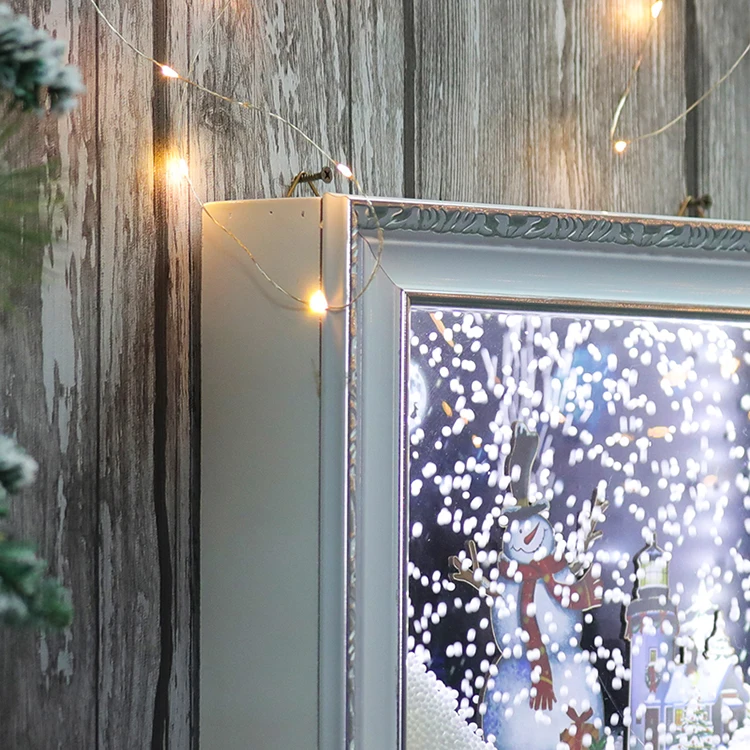 MDF buy deco de noel snowing musical lighting Christmas decoration wall plaque shadowbox frame for house walls