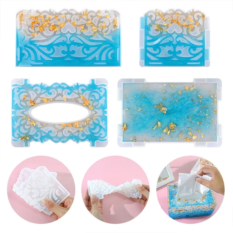 A450 Hollowed Tissue storage box silicone mod DIY resin storage box paper box silicone mold