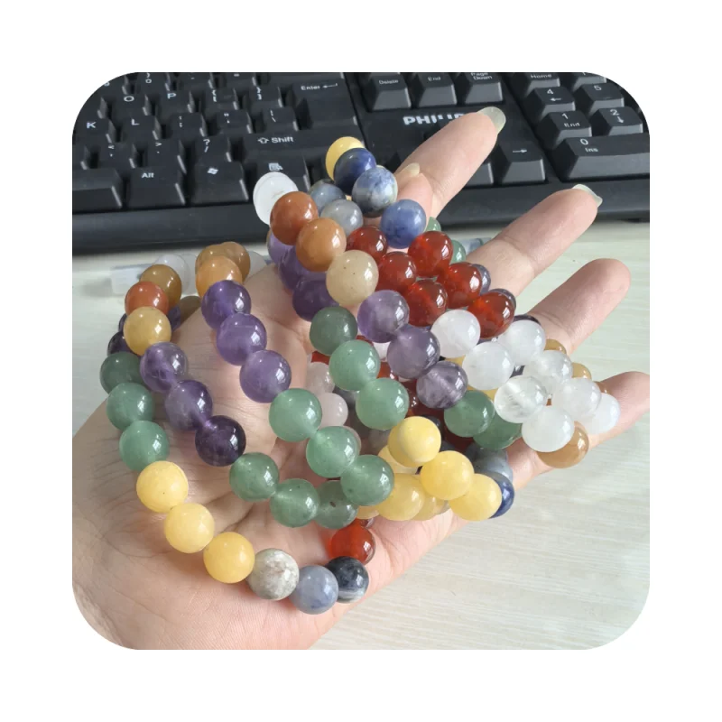 Wholesale Natural Spiritual Healing Stones Mix 8 mm Jewelry Bead Bracelet 7-chakra Jade Handmade Quartz Gifts for Women