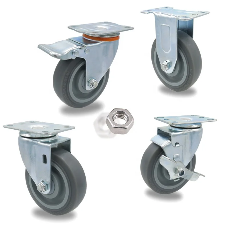 China wheel wholesale 3 4 5 inch medical equipment casters tpr rubber silent caster wheel 4 inch for trolleys