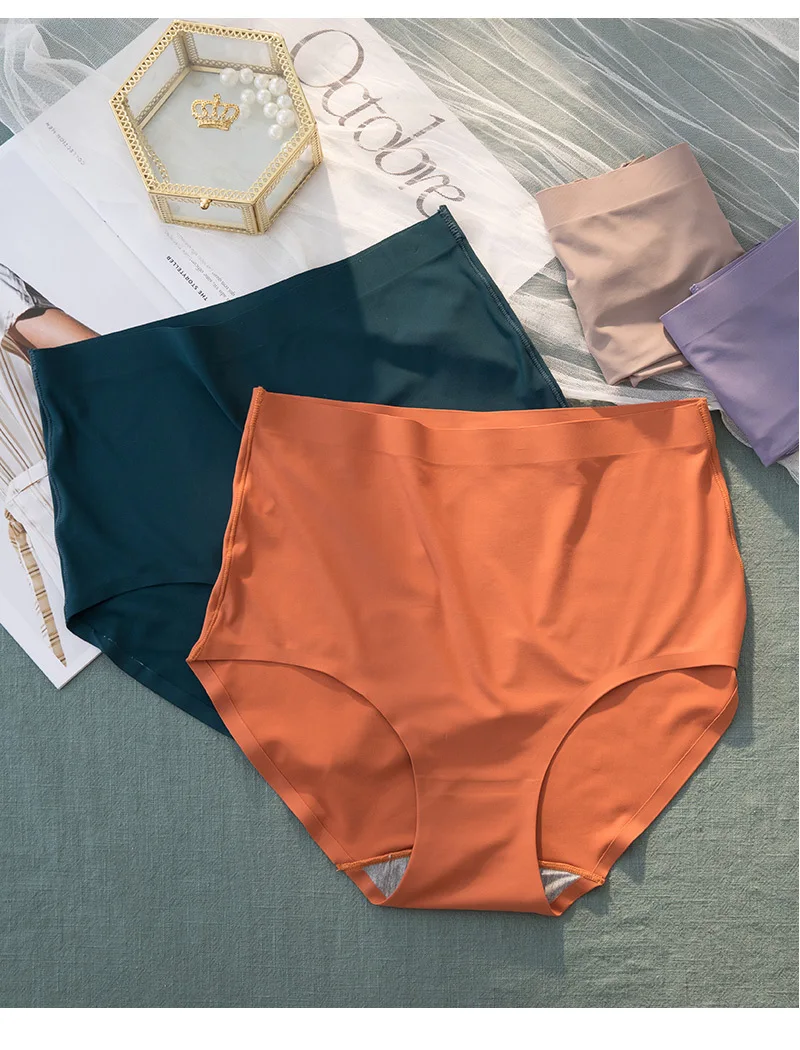 Wholesale seamless ice silk ladies beautiful underwear breathable nylon high waist ladies briefs quick dry ladies briefs