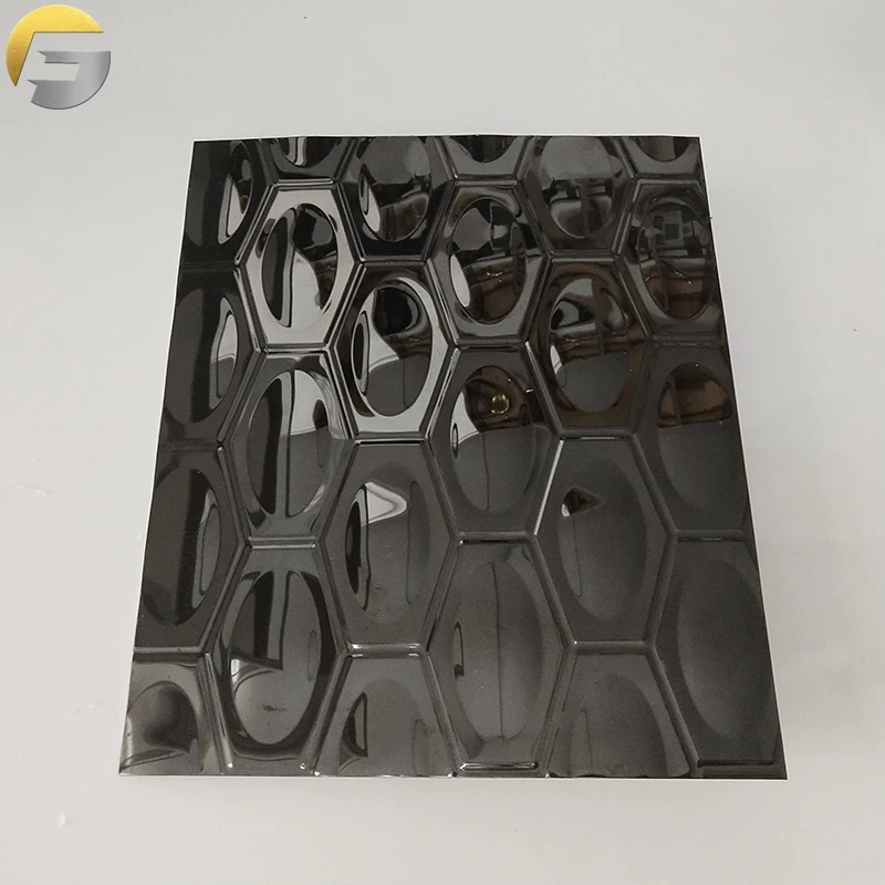 ZB205 Decorative Pvd Coating Black Titanium Color 304 Embossed Stainless Steel Sheet