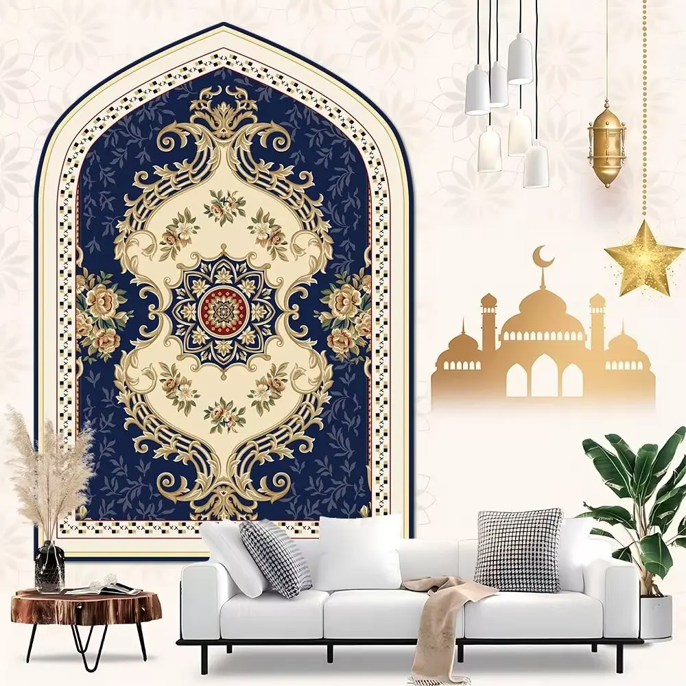 Living room carpet muslim islamic persian style mat for prayer and meditation faux cashmere tpr soft rug made in China