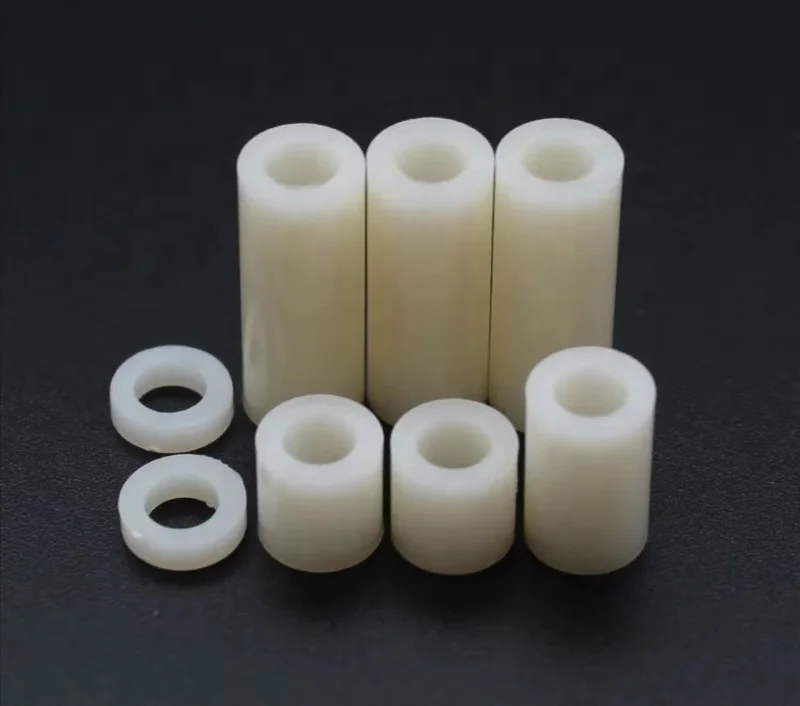 In stock white black unthreaded cylindrical POM/PE/NYLON/ABS/PVC/Polyamide plastic spacer