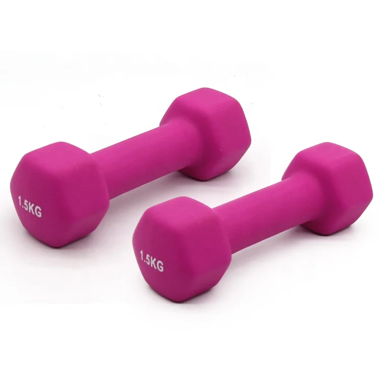 Wholesale Colorful Home Fitness  Basics Easy Grip Hex  Neoprene Coated Workout Dumbbells