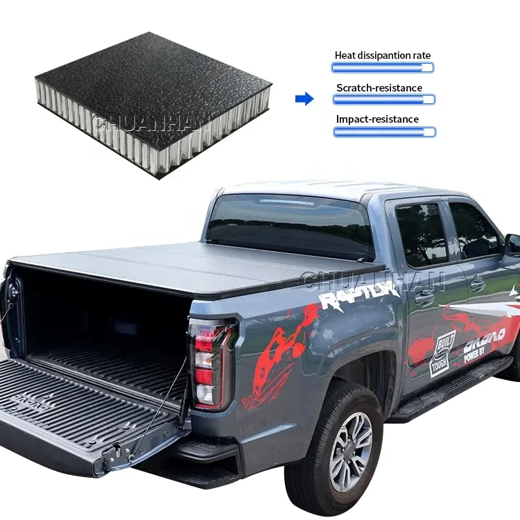 pick up bed cover aluminium alloy tri folding tonneau cover ranger for ford  f150 wildtrak Raptor jeep Gladiator