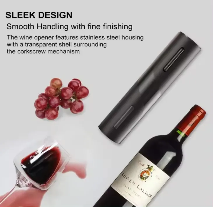 Custom Logo One Touch Battery Automatic Wine Corkscrew Bottle Opener Kit Electric Wine Opener Set