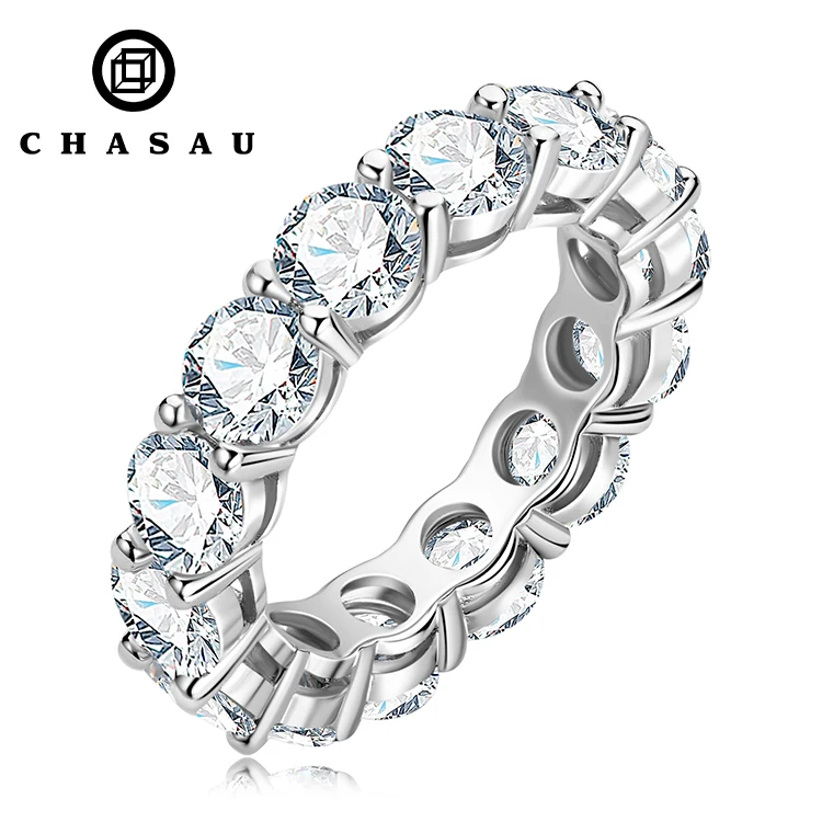 Hot Sale Classic 5mm 0.5CT 925 Sterling Silver Personalized Moissanite Eternity Band Tennis Ring for women