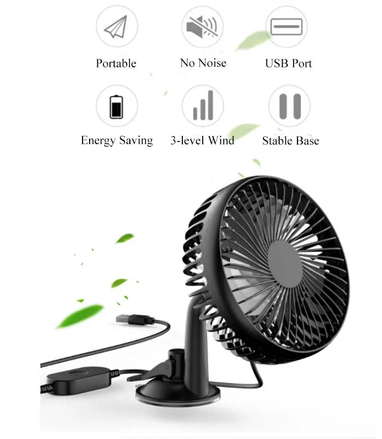 High quality can rotate by 45 degree car interior fan mini car cooling Fan