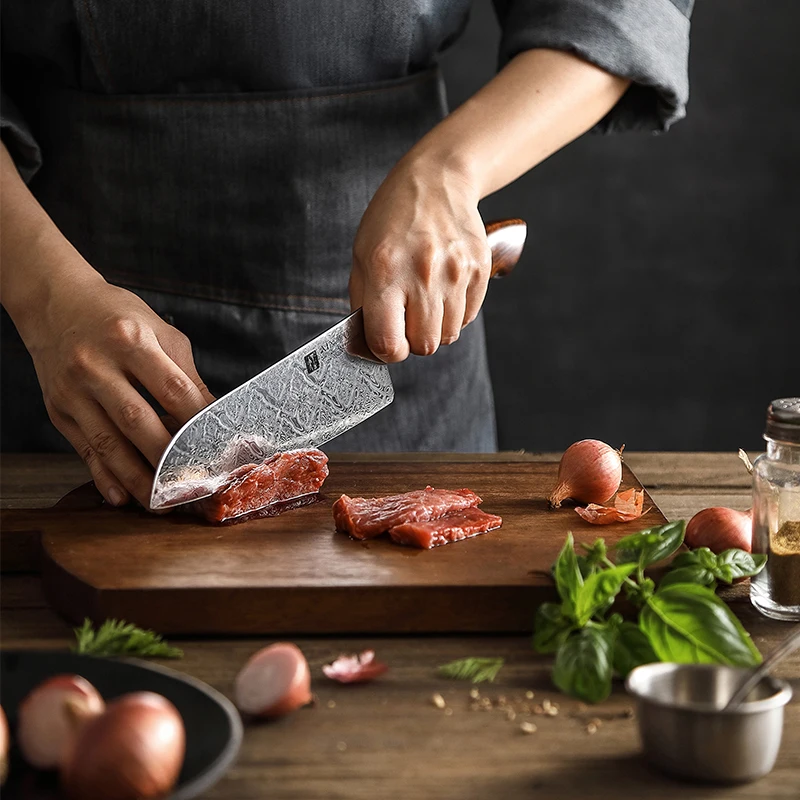 Лидер продаж 110 слои двухъядерный из дамасской стали с ручкой железного дерева роскошная кухня 3 шт. набор шеф-поварских ножей