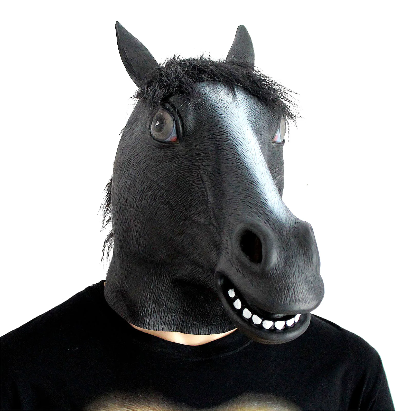 Super September Halloween black horse head brown horse head cosplay masquerade show cute latex animal mask