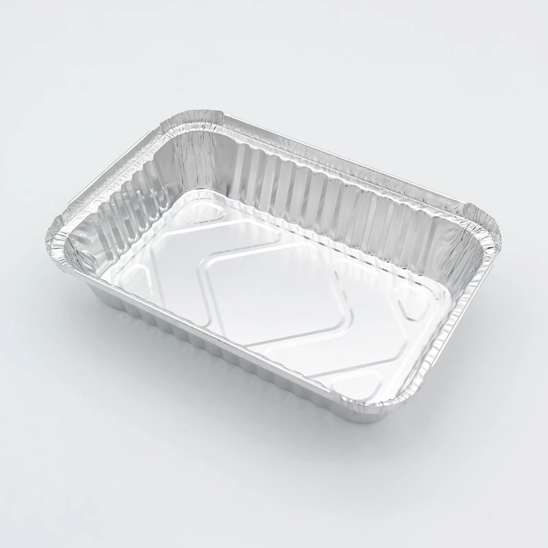 Multifunctional 700ml rectangle disposable full size steam table pans takeaway food pack aluminum foil food serving trays