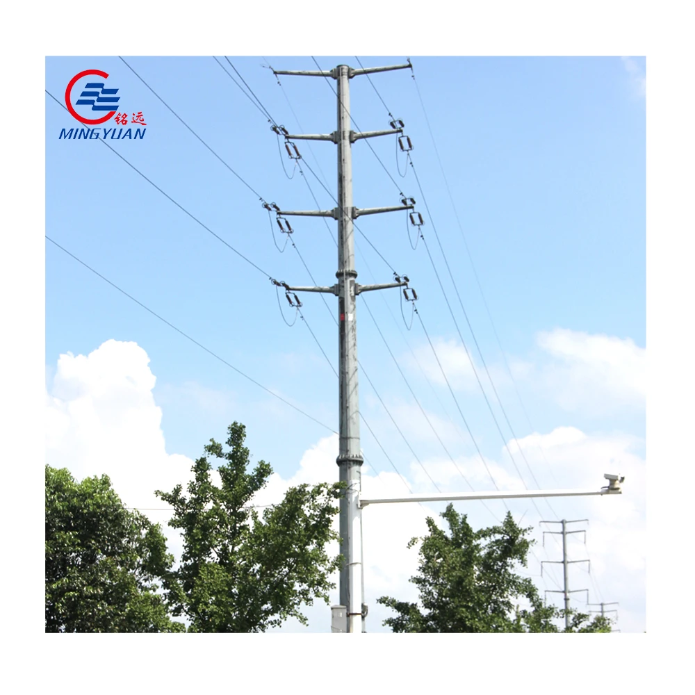 Hot dip Galvanized power distribution pole electric steel pole