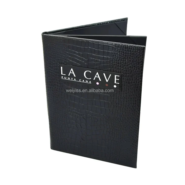 Новейший кожаный тройной держатель меню Croco 4 вида Книги напрямую с фабрики