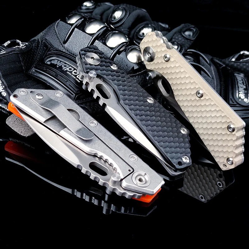 Outdoor EDC Camping Pocket Knife 420 Stainless Steel G10 Anti slip Handle Folding Knife