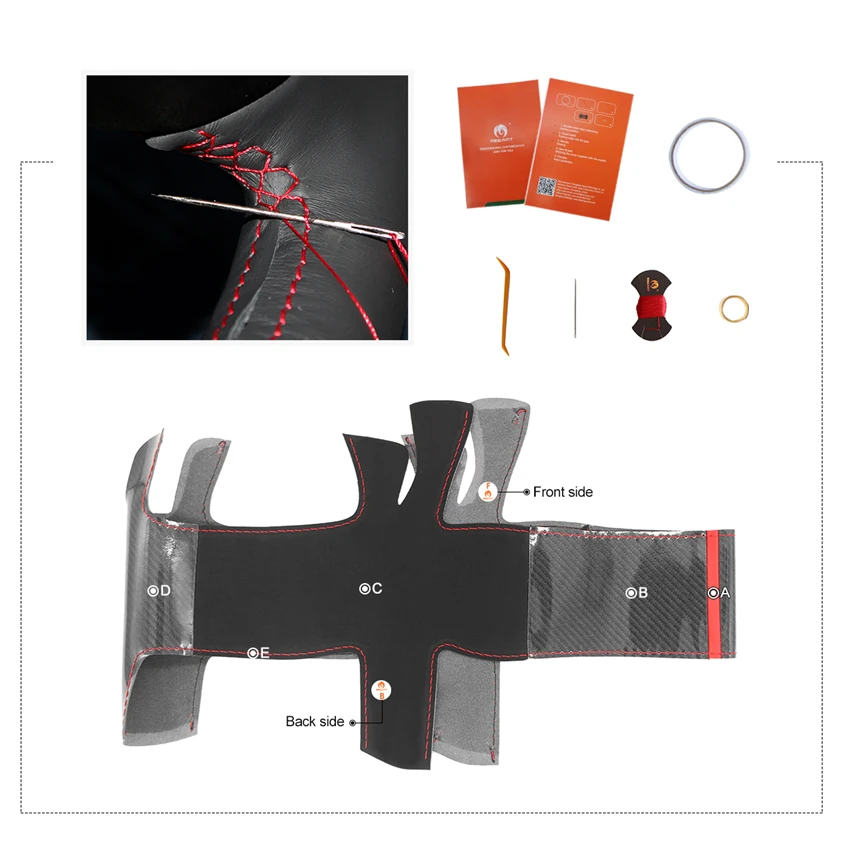 Custom Hand Sewing Carbon Suede Car Steering Wheel Cover Red Strip for Audi A1 A3 A4 A5 A6 A7 Allroad RS S6 S7 S8 2013-2018