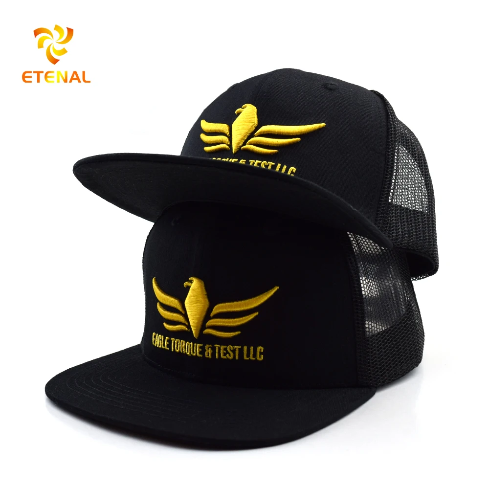 Custom flat bill trucker hat snapback