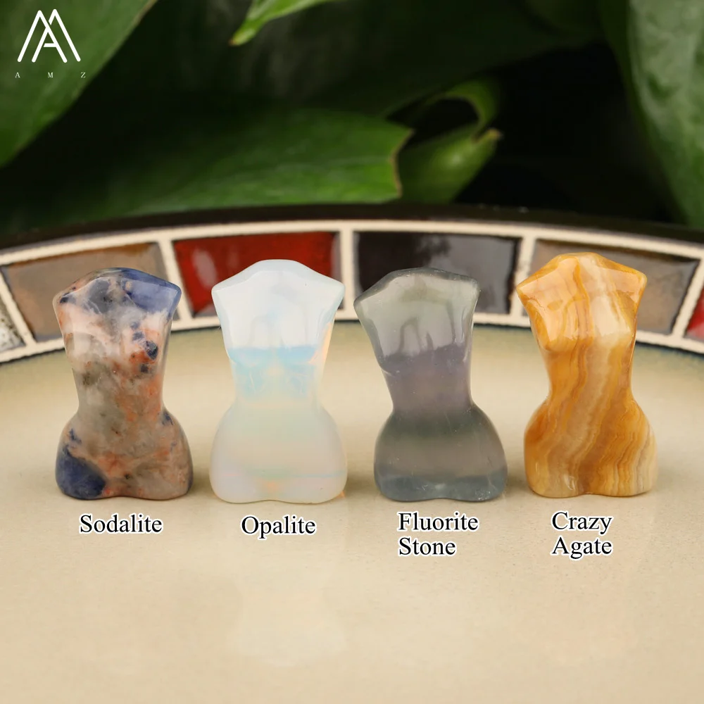 1.2 Inches Mini Model Decor DIY Jewelry , Healing Crystal Quartz Stone Carved Goddess Models Gifts