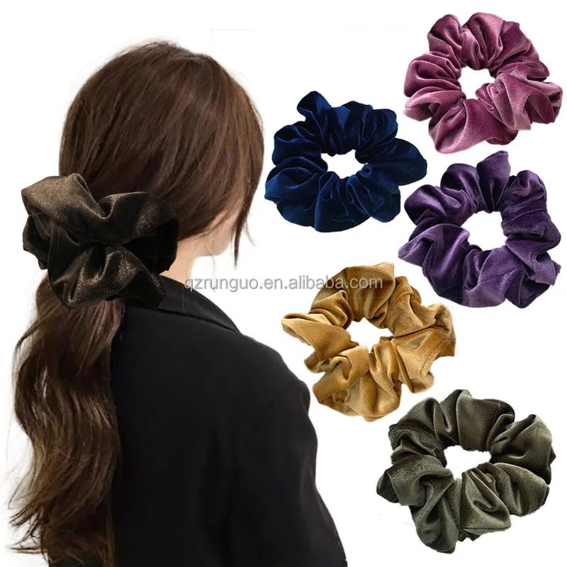 Plus Size Extra Large Elegant Girl Velvet Elastic Scrunchies Hair Rubber Band Ties For Autumn Winter