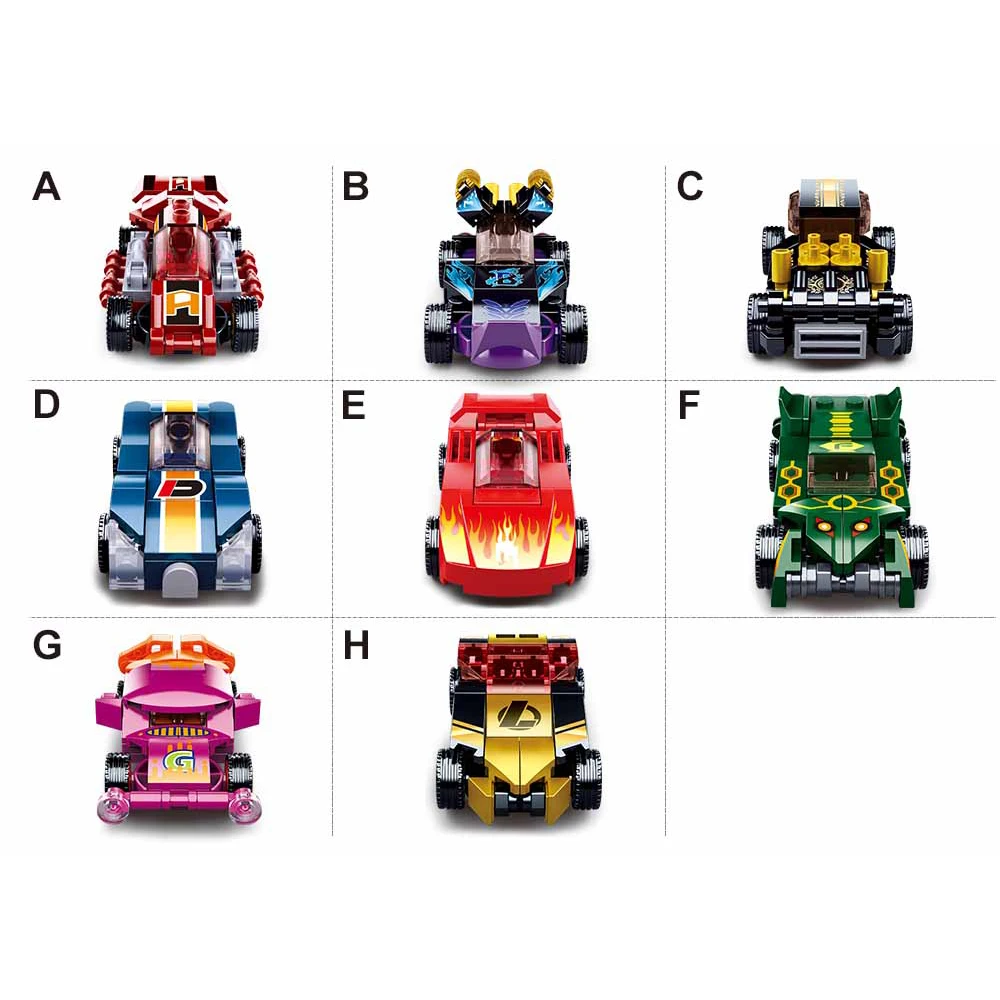 Sluban Building Blocks M38-B0801 Pull Back Cars 8PCS/Set Small Gift Toys Creator Building Set Construction Kit for Kids