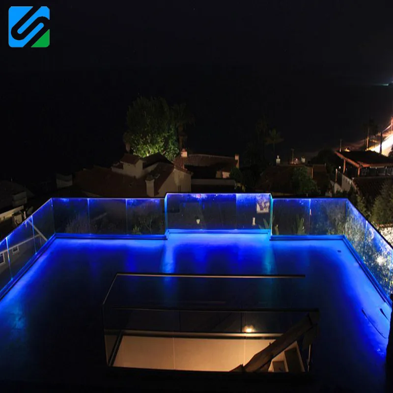 KingBright Outdoor standoff glass railing steel handrail/Outdoor stairs balustrade with led light