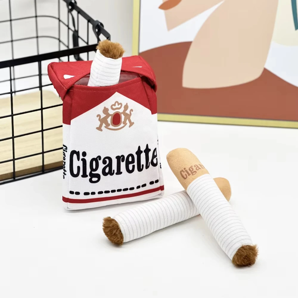 ZMaker 2024 New Design Pet Squeak Toys Durable Interactive Pet Plush Chew Toys for Dog Cigarette Squeaky Dog Toy