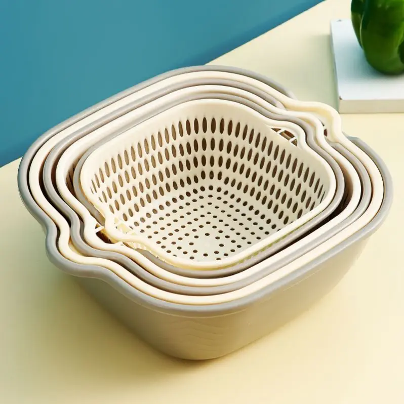 6-piece hot selling PP plastic kitchen fruit and vegetable cleaning and drainage basket strainer