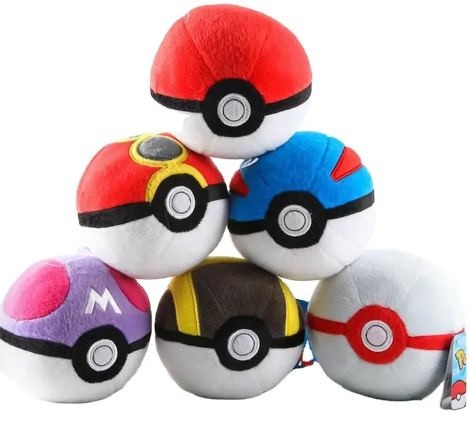 Hot Selling Cartoon Anime Pokemoned Plush Master Ball 5inch PP Cotton Stuffed Plush Pokeballs Toys for Children