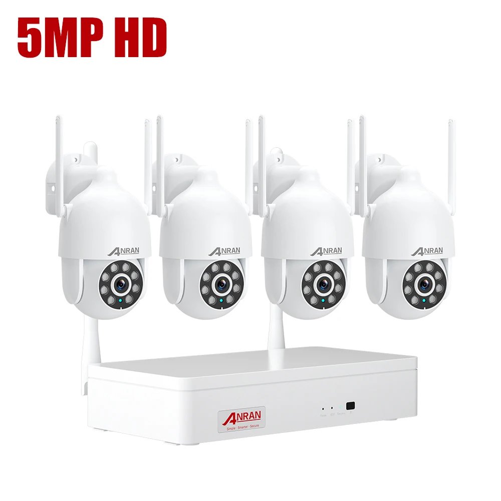 ANRAN 5MP HD Dome Camera cctv 8 channel Wifi NVR Kit Human Motion Tracking Home Security Cameras Wireless Outdoor