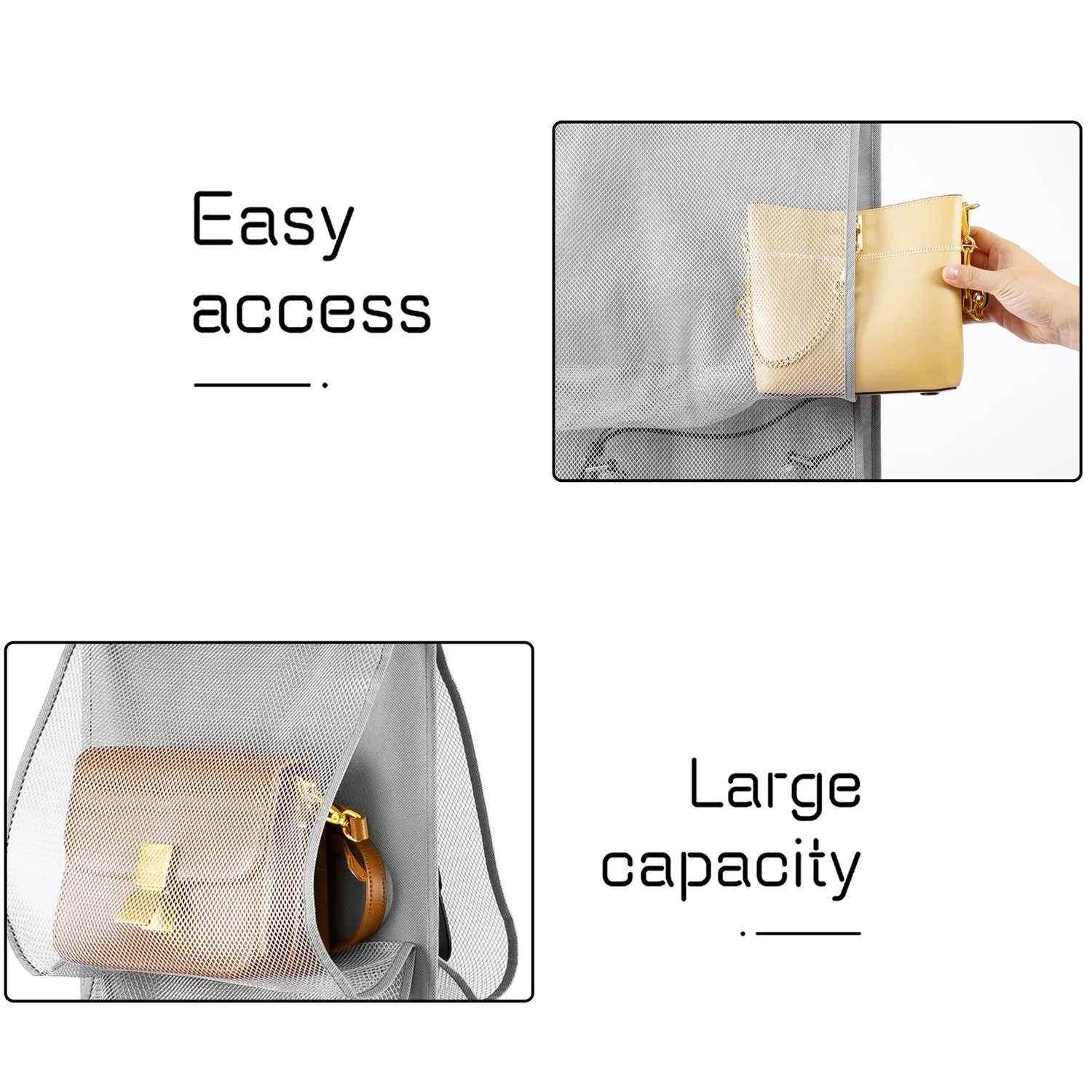 Closet Shoe Holder with 10 Large Pockets Dual Sided Hanging Handbags Organizer Towel Scarf Clothes Storage