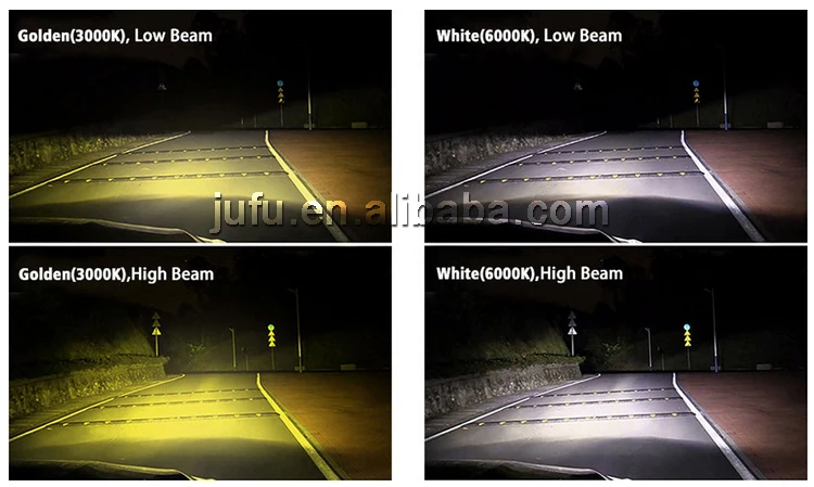 H1 H4 H7 H8 H11 9004 9005 9006 9006 5500lm dual color white yellow H4 ZES LED headlight