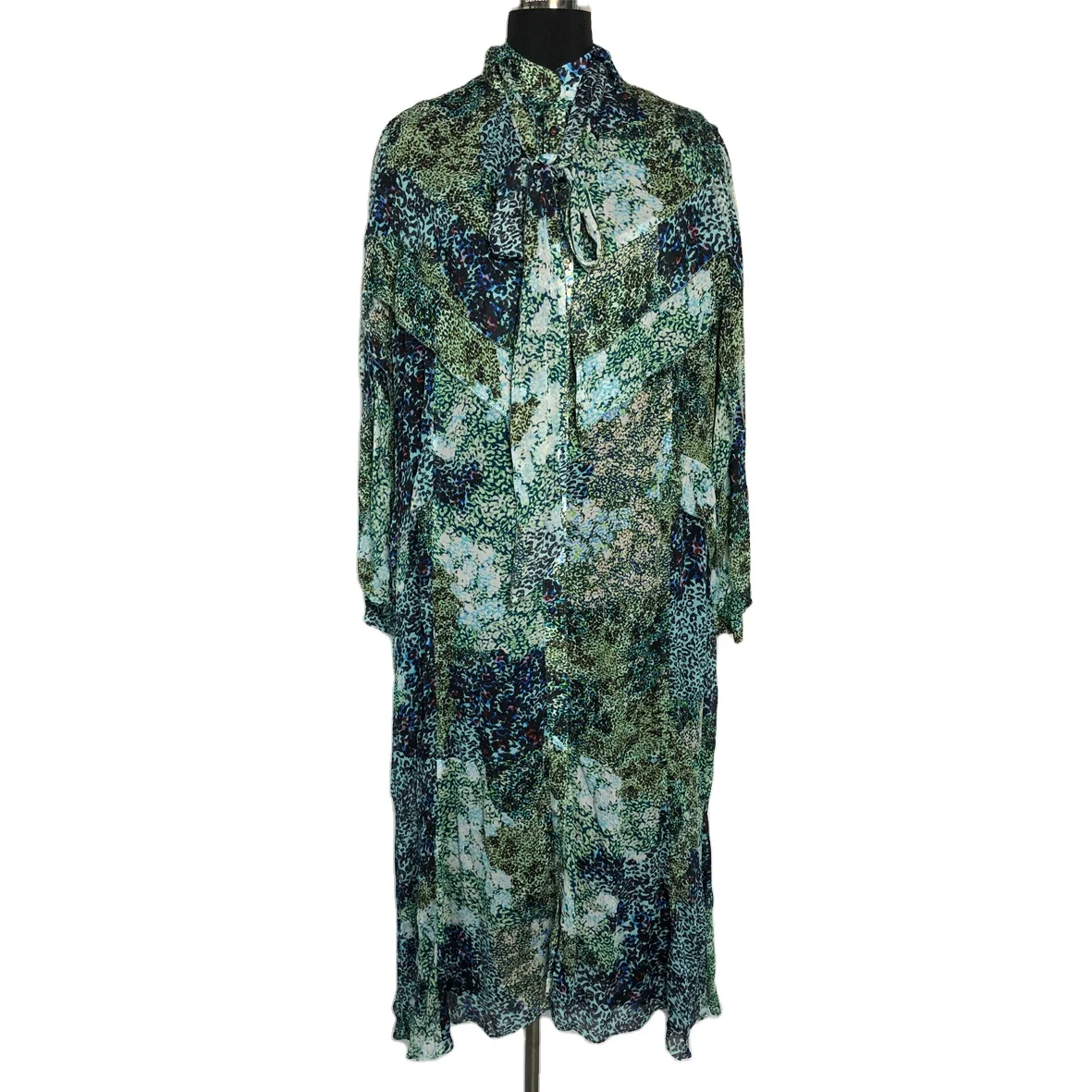 Floral digital print long sleeve spring summer fall long dress