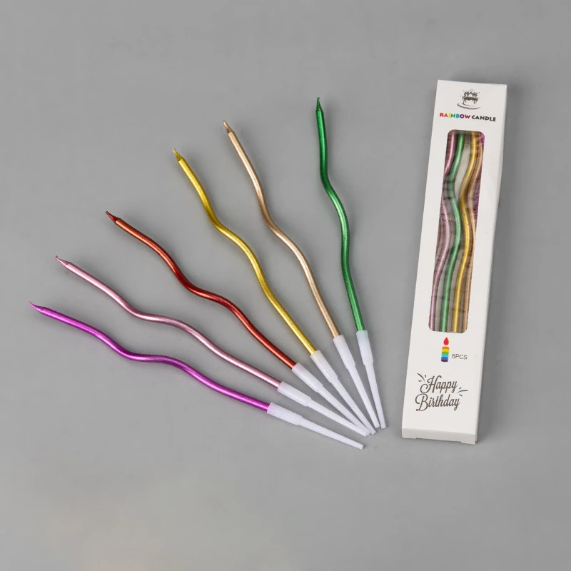 Curved Birthday Cake Candle Thread Colorful Gold Gold Silver Cake Curved Wholesale Pack Creative
