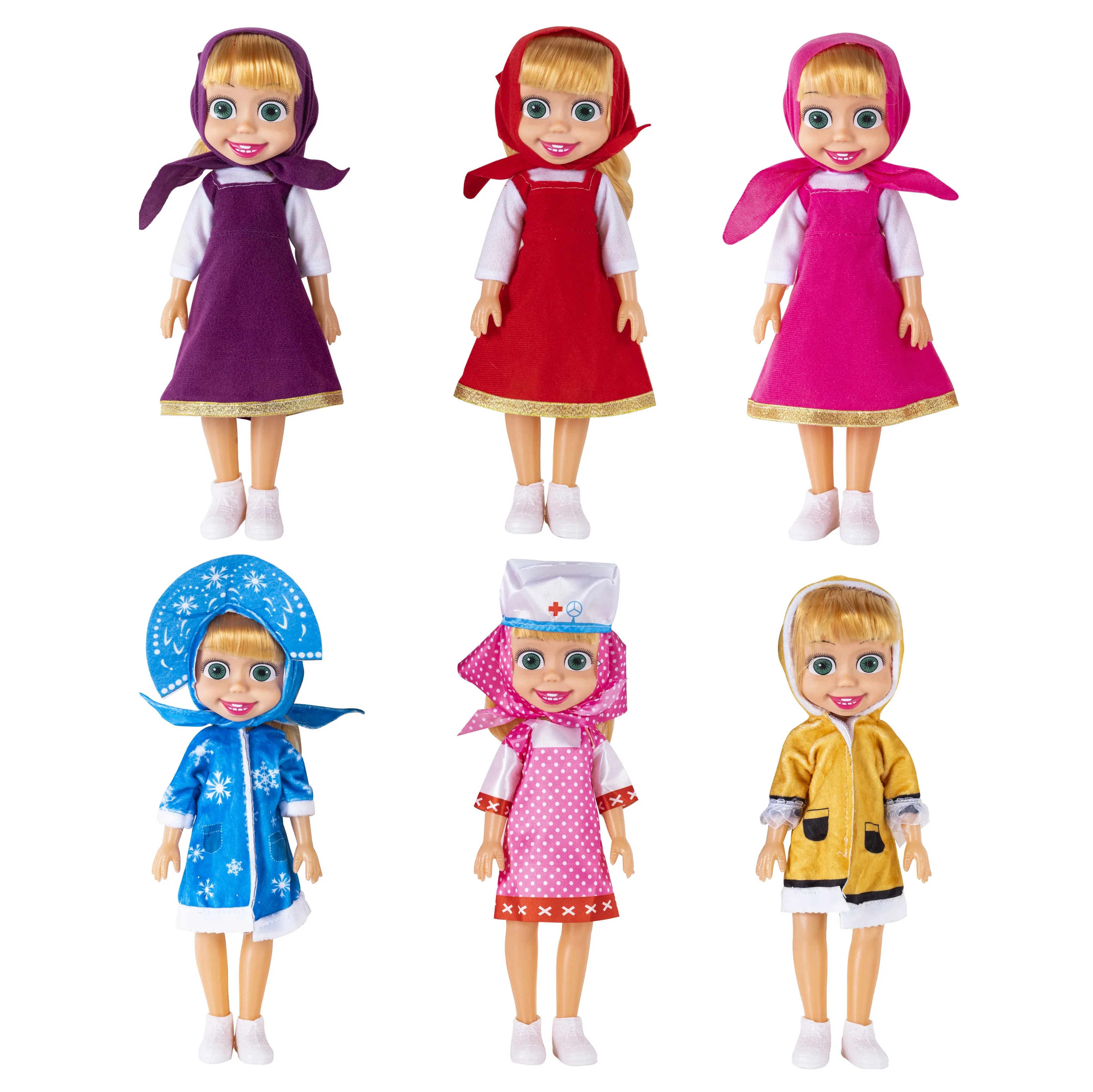 Masha and the bears toy masha y el oso juguete PVC doll toys 6.5 inch/10 inch/14 inch 3D eyes