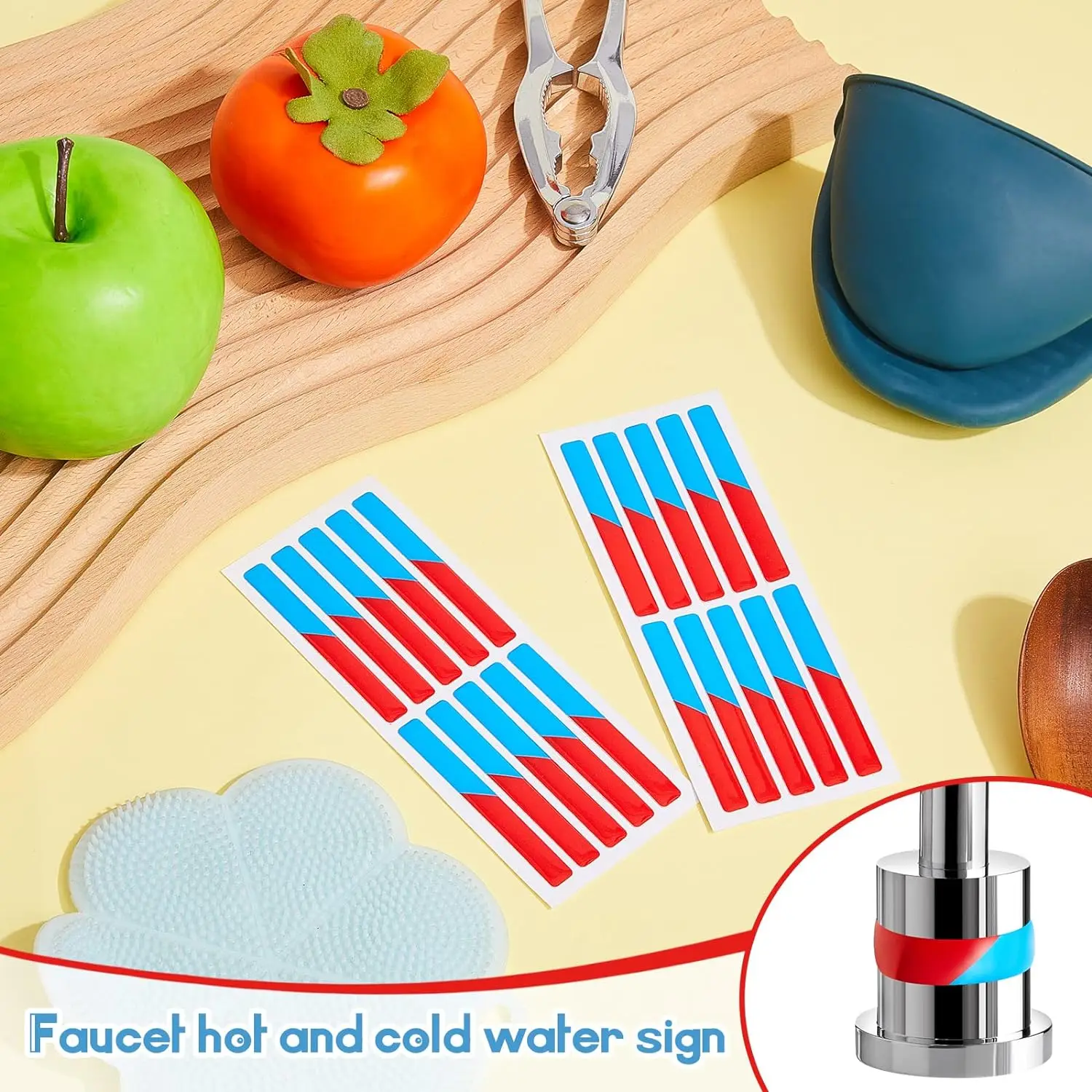 Waterproof Faucet Label Self Stick Hot Sign Cold Sign for Kitchen Bathroom Faucet Shower Escutcheon