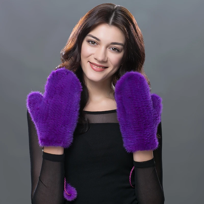 Winter Women Gloves Genuine Natural Mink Fur Gloves Brand New Fashion Lovely Mittens Thick Warm Fur Mittens