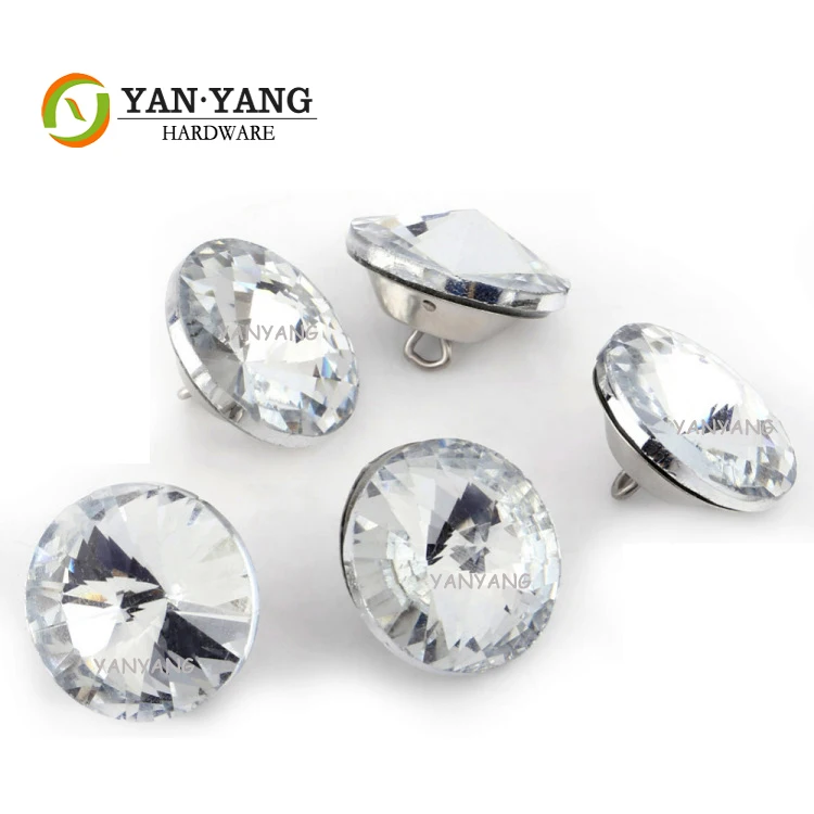 Yanyang customized 25mm decorative sofa glass button nail base 20mm furniture bed acrylic crystal button