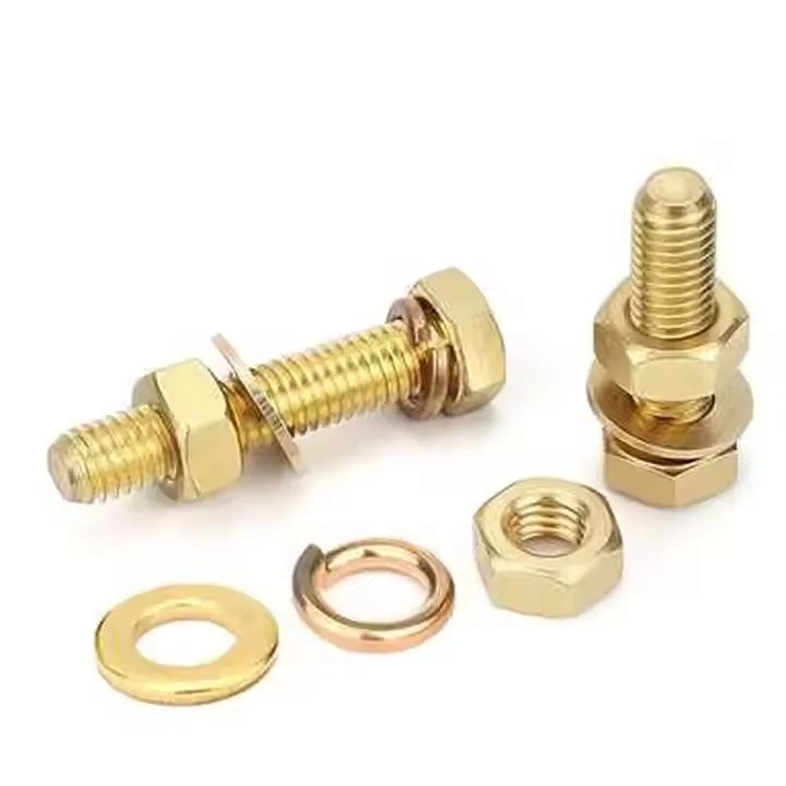 M6 M8 M10 Brass Bronze Copper H59 H62 Nickel Tin Plated Hex Hexagon Head Screw Assembled With Washer Assortment