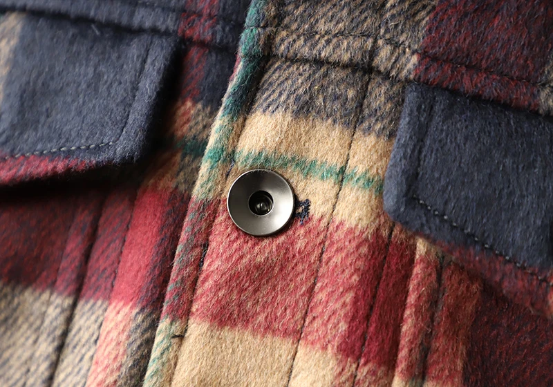 Men Clothing Red Check Jacket Slim Fit Thick Jackets Blazer for Winter Bomber Jacket Cashmere Shell Regular Clothing Length