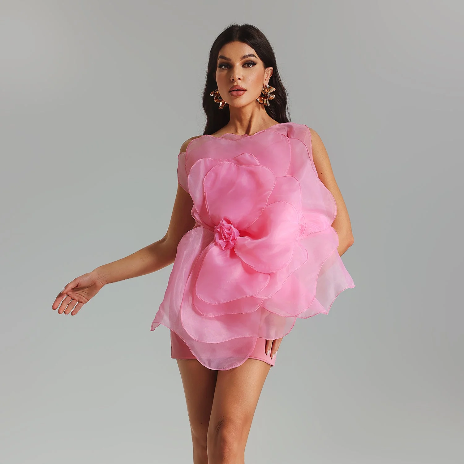 BEISHI Women Off Shoulder Flower Pink Cocktail Party Mini Dress for Women