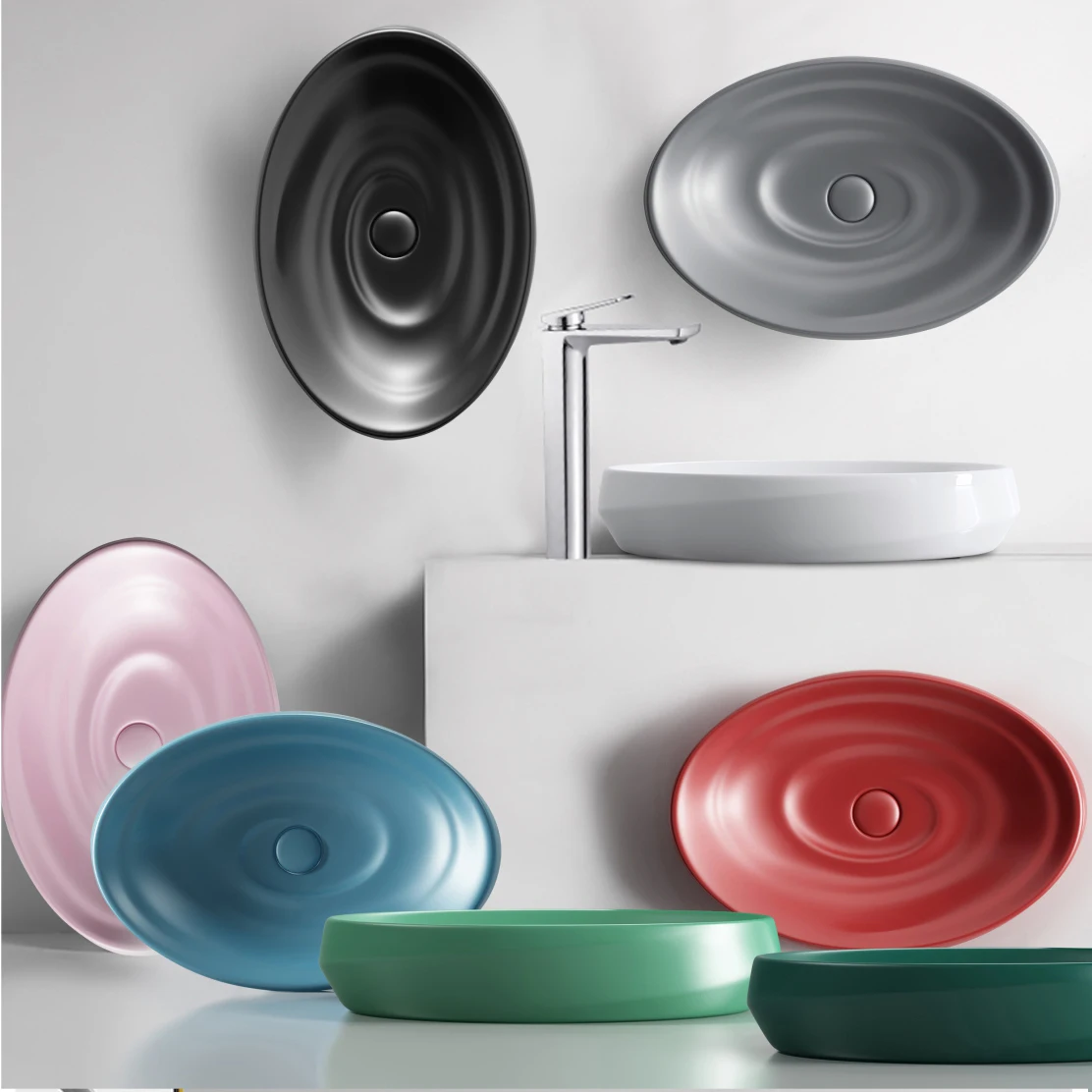 Wholesale new arrival custom color matt countertop lavabo hotel ceramic hand washing art basins bathroom sink