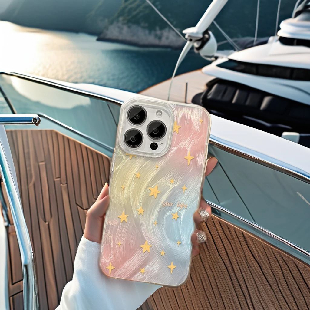 Stylish Halo Dyed Blue Bow Phone Case for iPhone 11 12 Series Shockproof PC Material Mobile Phone Case