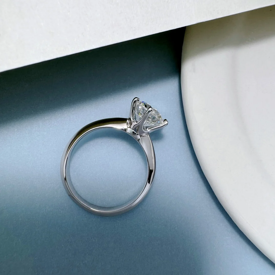 Etsy Wholesale Women Jewelry S925 Sterling Silver Gold Plated 1/2/3ct D VVS Moissanite Diamond Engagement Wedding Band Ring with GRA