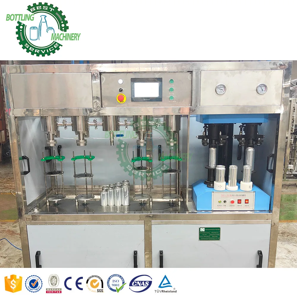 Complete 2 in 1 carbonated gas juice soft cola energy drink sparkling water Balance pressure Can filling seaming machine