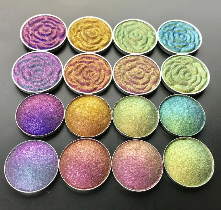 Custom Duochrome Eye Shadow Powder Metallic Glitter Multichrome Pigment Single Chameleon Pressed Eyeshadow