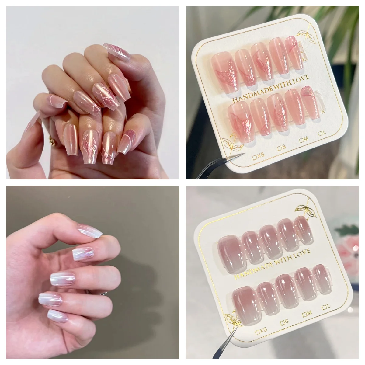 Cat Eye  False Nail  Spring Summer New Flower Nail Finished SquareWholesale Press On Nails For Girls